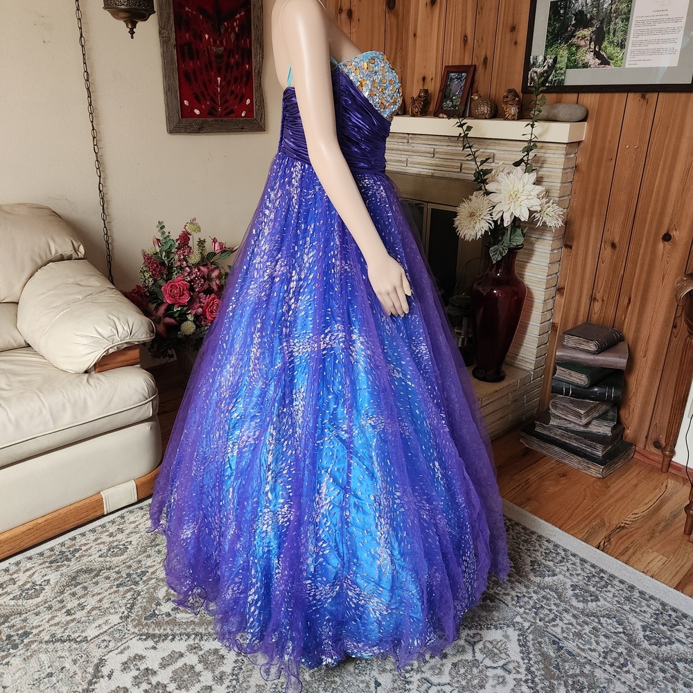 Jovani Purple and Gold Strapless Prom Ball Gown - Picture 2 of 10